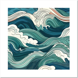 Ephemeral Crests: Hokusai Waves Reimagined Posters and Art